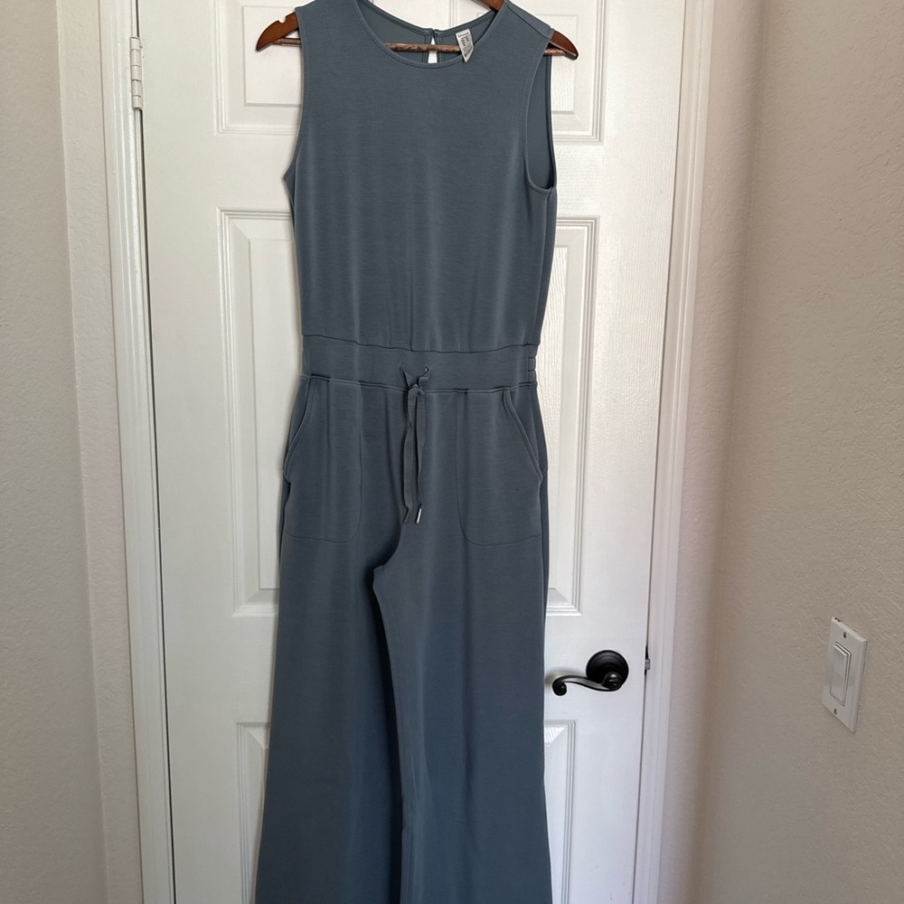 SPANX air essentials blue Gray Sleeveless Jumpsuit with Adjustable Waist